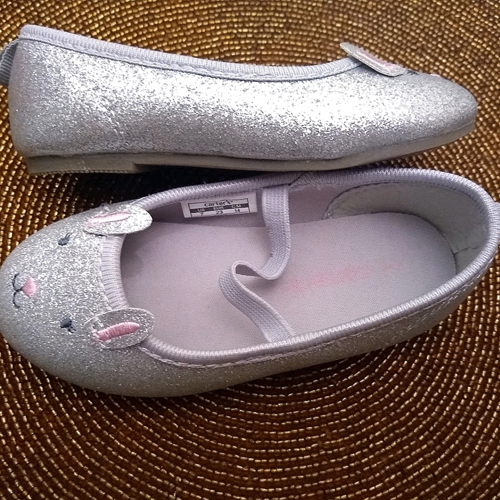 Carters bunny rabbit silver glitter ballet flat 7